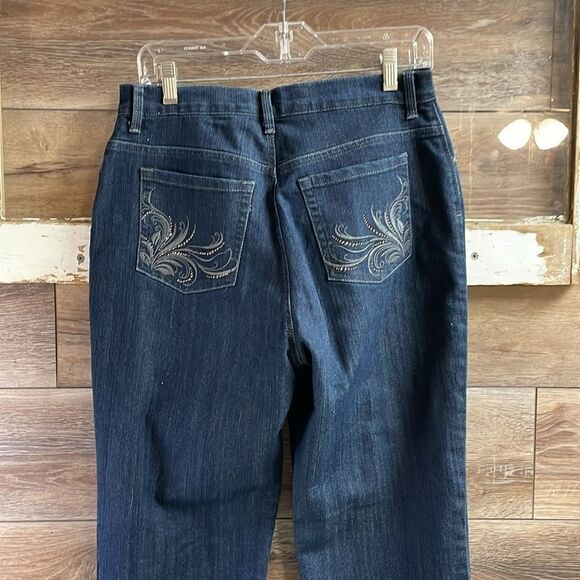 Gloria Vanderbilt Amanda Jeans Embroidered Pockets Size 10, Indigo Blue - Picture 6 of 13